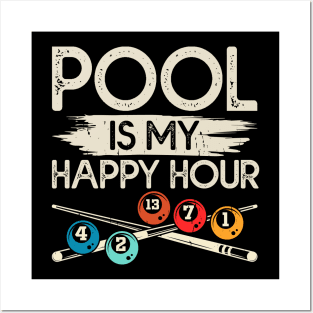 Pool Is My Happy Hour T shirt For Women T-Shirt Posters and Art